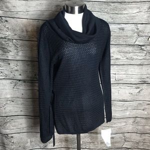Emma James women's sweater cowl neckline black long sleeve size MPit to pit ap